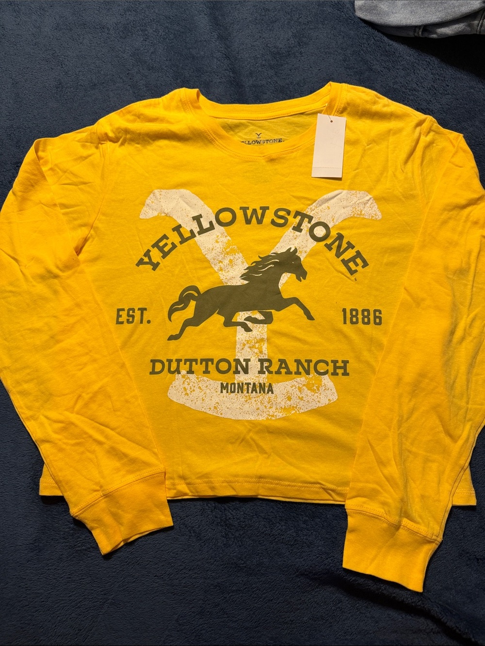 Hybrid Apparel Yellowstone Dutton Ranch Long Sleeve Tee - Yellow